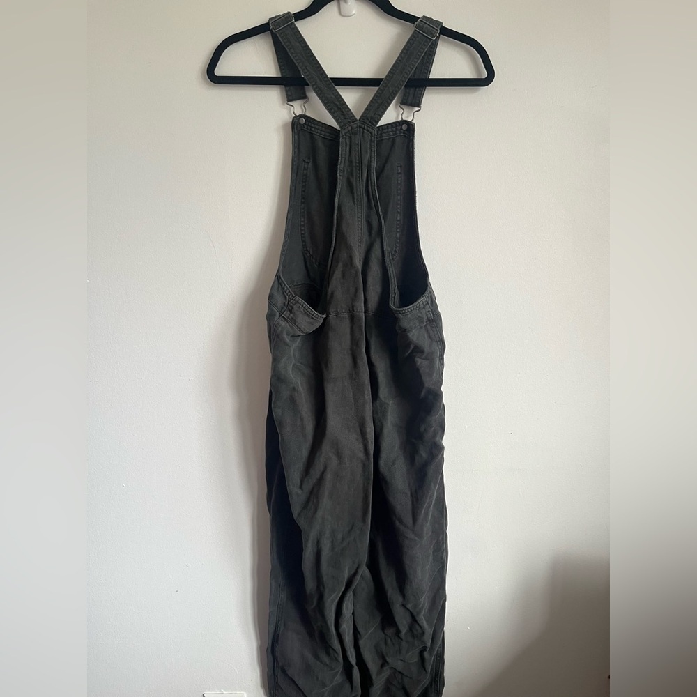 Aerie Charcoal Gray Cotton Werk & Play Twill Adjustable Overalls Jumpsuit XS - Picture 6 of 11